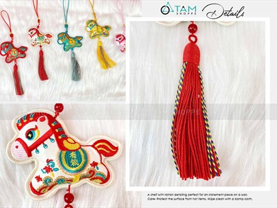 Dây treo Ngựa vải tua rua [Nhiều màu - Cao cấp] PKT-TET-12